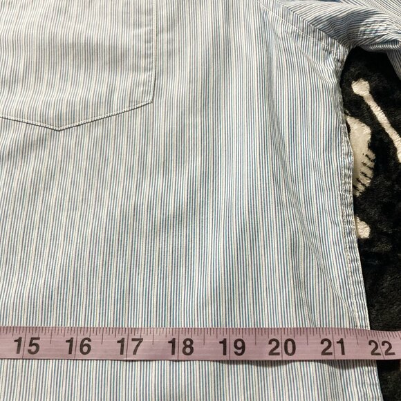 CALVIN KLEIN Men's blue vertical striped button-down shirt ~ LARGE button-down - Picture 7 of 12